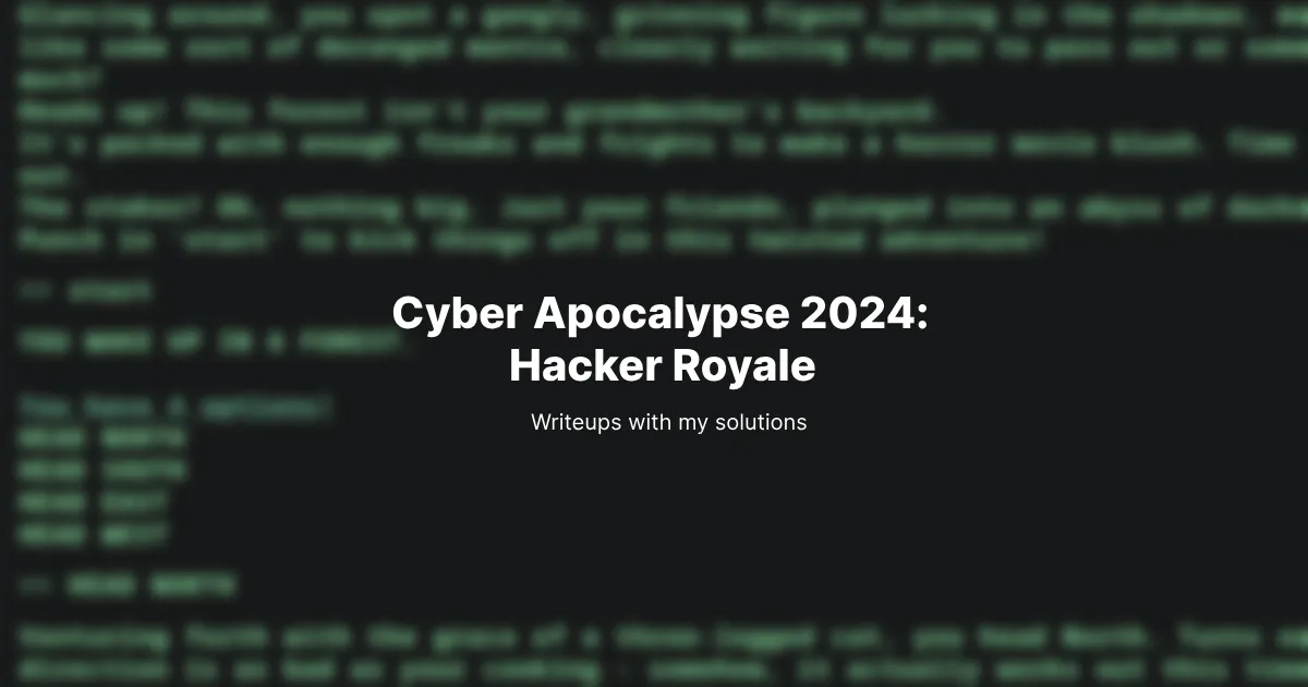 Cyber Apocalypse 2024: Hacker Royale